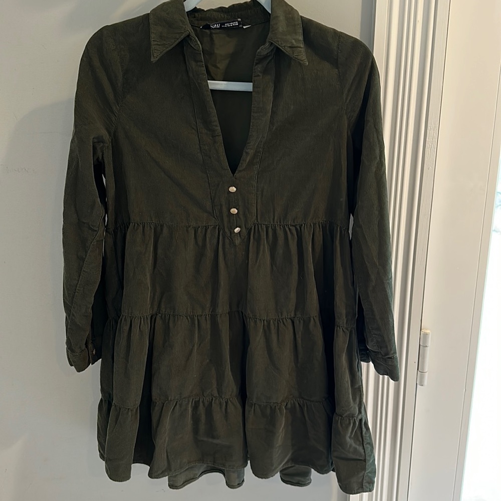 Zara corduroy tiered dress. Size XS